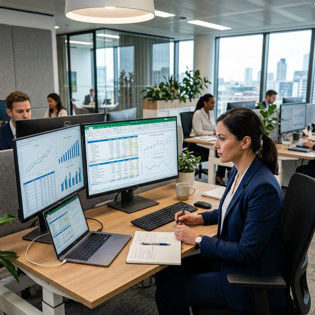 Back-office corporativo com equipe de suporte administrativo